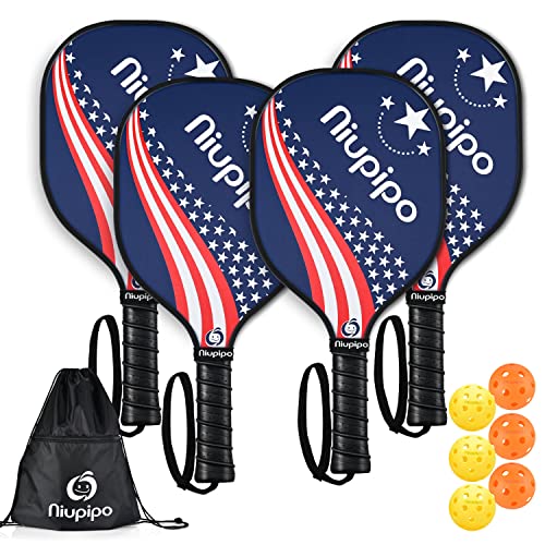 Pickleball Paddle Set 4 of American Flag for Beginners