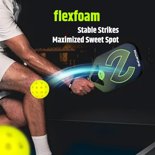 niupipo 2024 Pro Pickleball Paddle - Carbon Fiber Textured Surface Pickleball Paddles, Aerodynamic Holes & Extended Sweet Spot for Maximum Spin, Cushion Pickleball Paddle Grip, USA Pickleball Approved