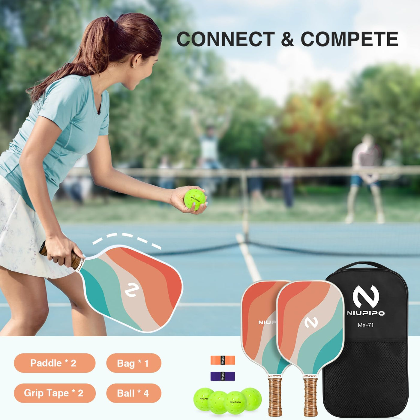 Niupipo MX-71 Pickleball Paddle Set  for Beginners and Advanced Players