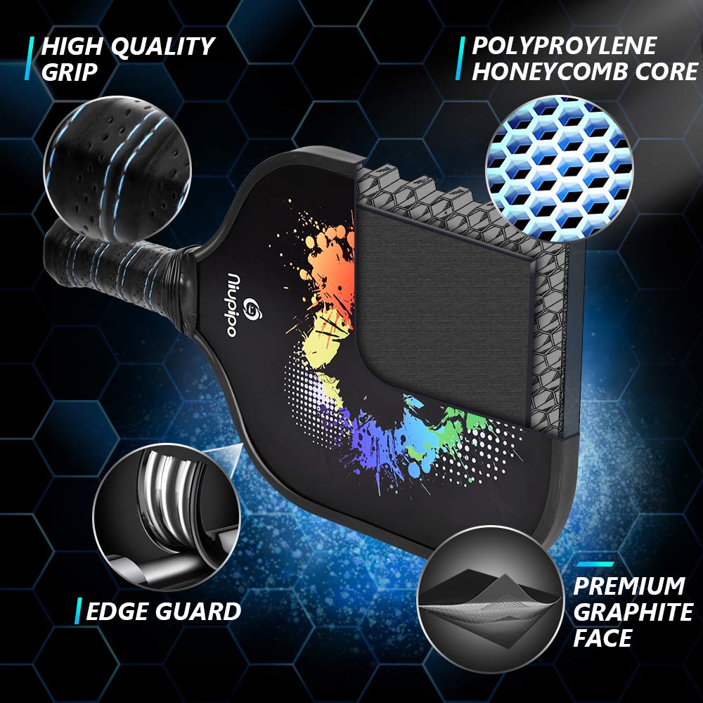 niupipo Pickleball Paddle, USAPA Approved Graphite Pickleball Paddle, Cushion Grip, Paddle Cover, Honeycomb Composite Core, Lightweight Pickleball Racket