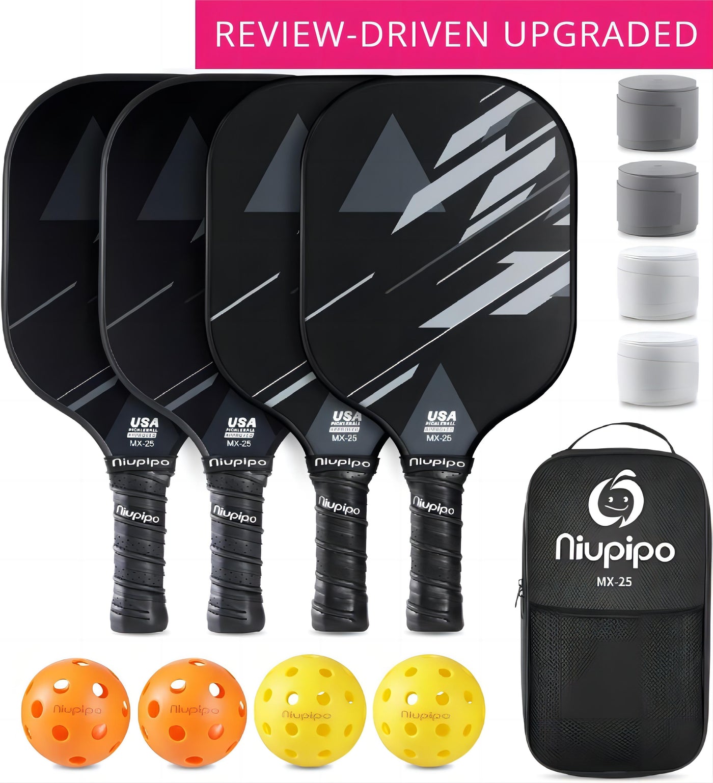 niupipo Pickleball Paddles Set of 4 MX-25