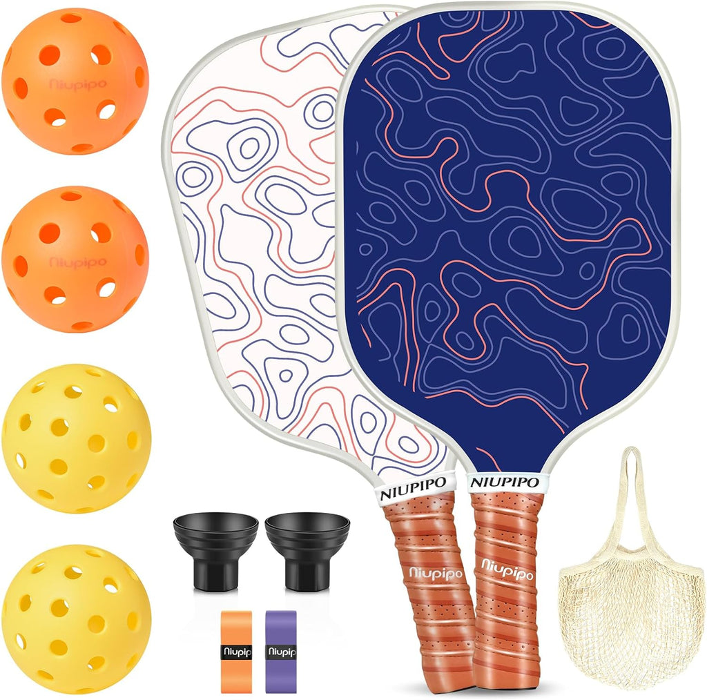 Fiberglass Pickleball Paddle Austin City Impression MX-50 Set with 1 Bag, 2 paddles, 4 Balls and 2 Grip Tapes