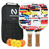 Fiberglass Pickleball Paddle Abstract Geometric MX-52 Set with 1 Bag, 2 paddles, 4 Balls and 2 Grip Tapes