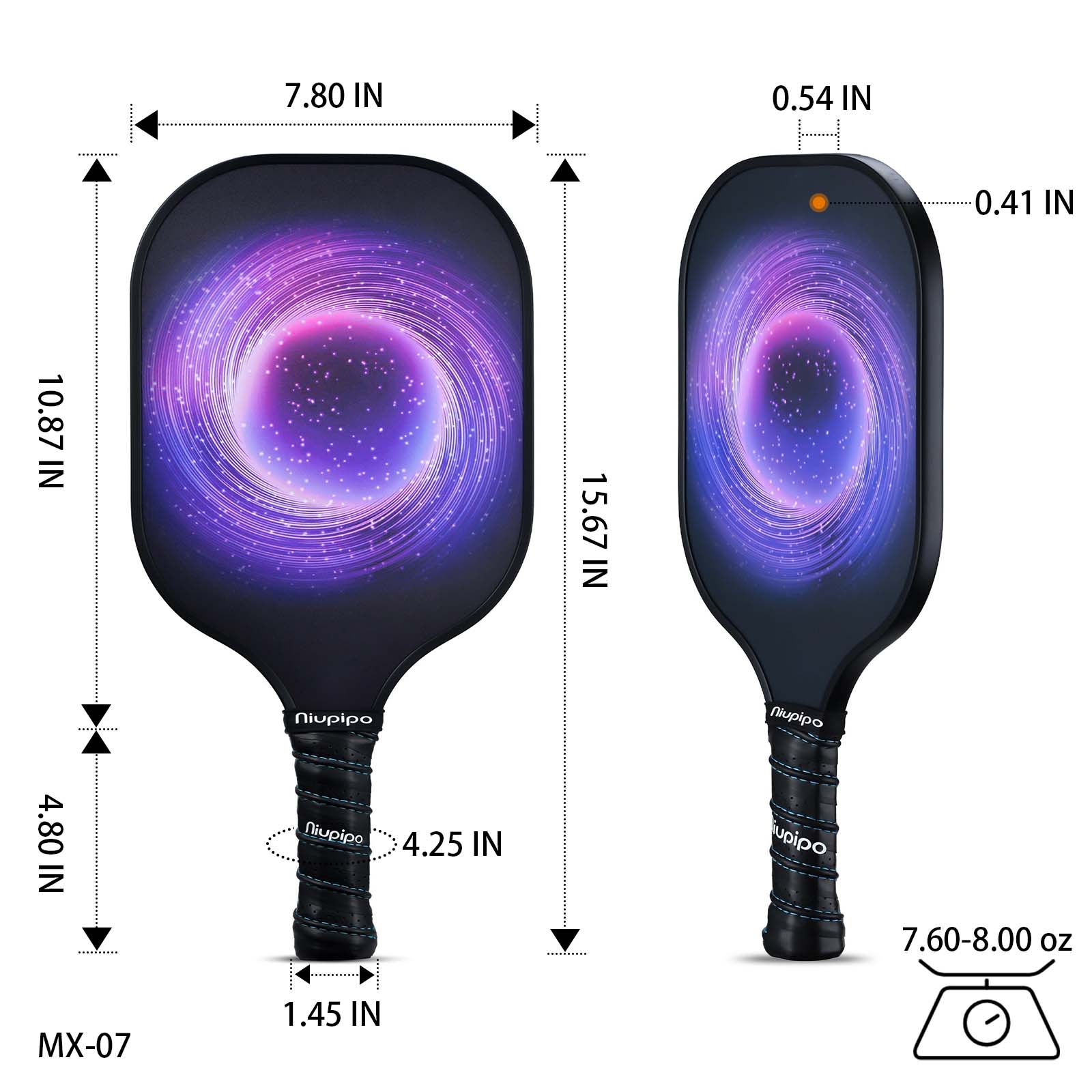 Fiberglass Purple Single Pickleball Paddle with Cover - niupipo