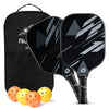 MX-25 Fiberglass Black & Grey Pickleball Paddles set of 2 pickleball Rackets - niupipo