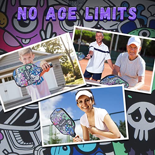 MX-35 Fiberglass Cartoon Doodle Pickleball Paddles Set of 2 - niupipo