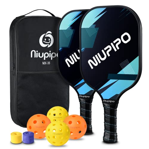 MX-36 Fiberglass Blue & Black Surface Pickleball Paddles for Outdoor & Indoor Play - niupipo