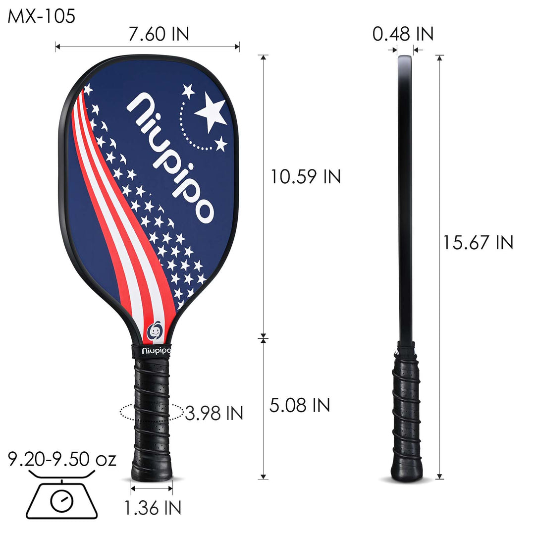 Pickleball Paddle Set 4 of American Flag for Beginners